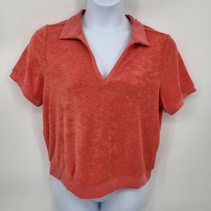 Marine Layer Vintage Short Sleeve Terry Cloth Polo Red Sz XL